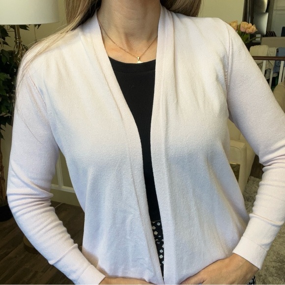 LOFT Open Front Long Sleeves Short Lightweight Knit Cardigan Soft Pink Casual S - Picture 4 of 10